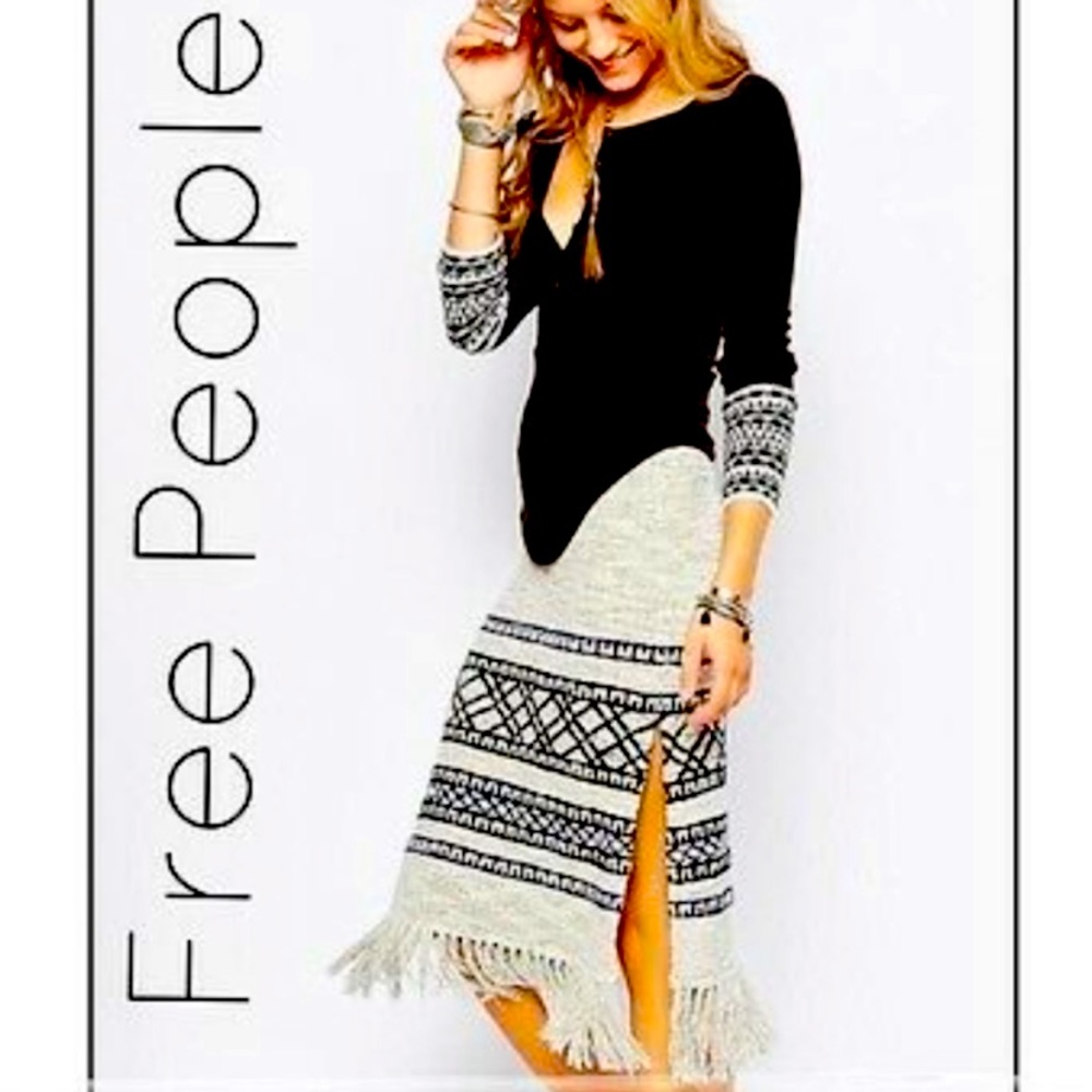 Free People Fringe Knit Skirt